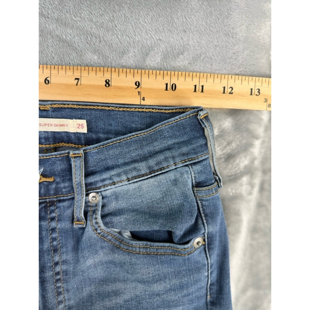 Levis Jeans Womens Blue Denim Mile High Super Skinny BIG E Premium Size 22x28 - Picture 6 of 13